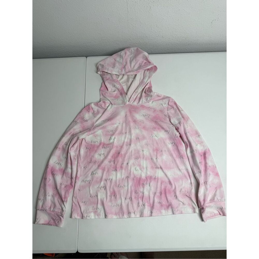 Emma & Elsa Girls Pastel Soft Tie Dye Pink Long Sleeve Hoodie Size 14/L